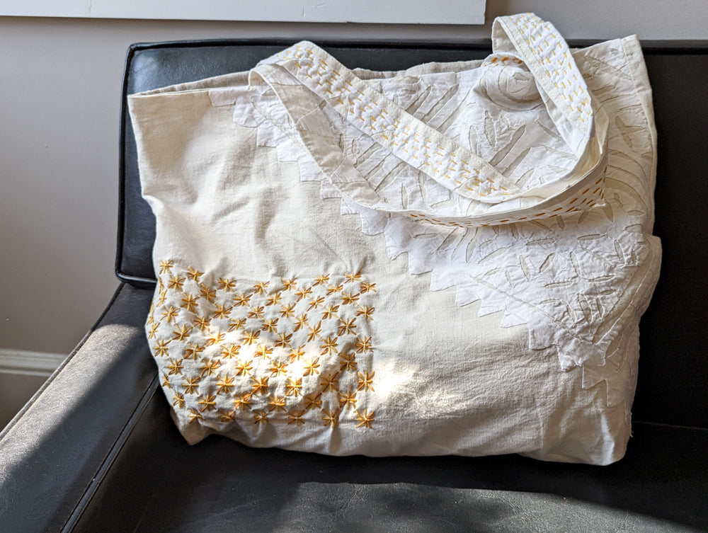 The Hand Embroidered  Dawn Tote - YELLOWS
